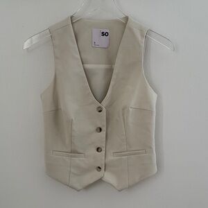 SO Kohl’s Beige Button-Up Vest size small old money quiet luxury